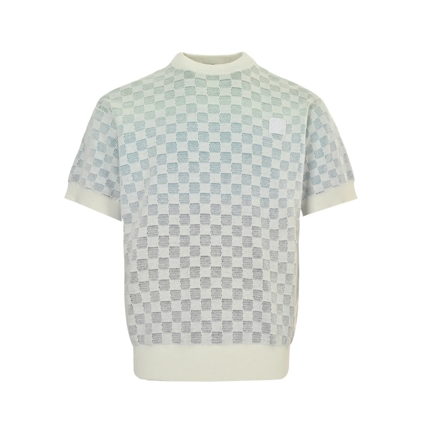 Louis Vuitton/Louis Vuitton 25ss checkerboard gradient knitted short sleeves